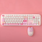 Wireless Keyboard & Mouse Combo - Silent Click, Colorful 104 Keys