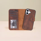 Leathere iPhone 17 Wallet Case – Brown - New York