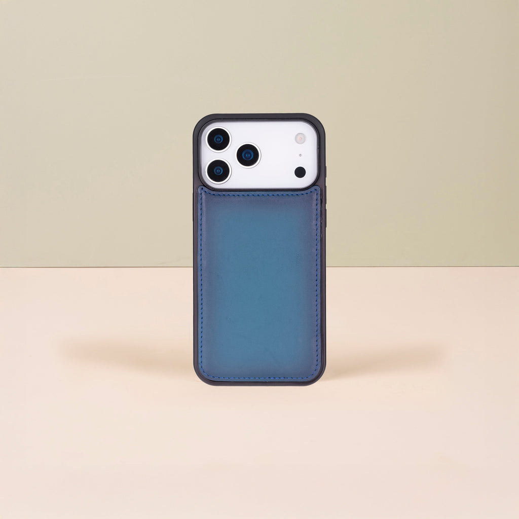 Leather iPhone 17 Pro Max Wallet Case – Blue - Austin