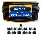 500 Foot Spool 12 Gauge 12 AWG Solar Panel Extension Cable Wire Black or Red Pure Copper