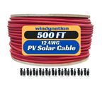 500 Foot Spool 12 Gauge 12 AWG Solar Panel Extension Cable Wire Black or Red Pure Copper