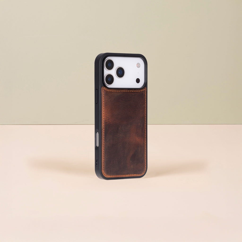 Leather iPhone 17 Pro Wallet Case – Brown - Austin