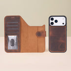 Leather iPhone 18 Pro Wallet Case – Brown - Austin