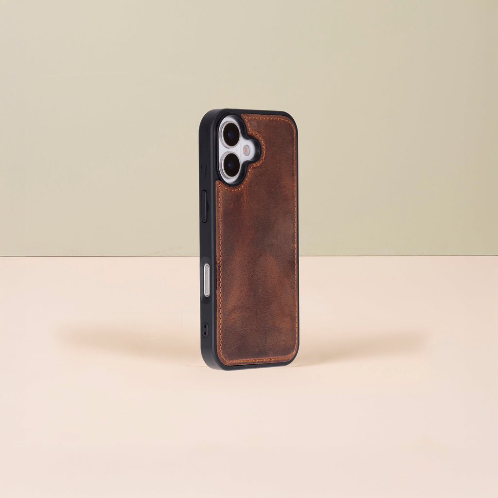 Leathere iPhone 17 Wallet Case – Brown - New York