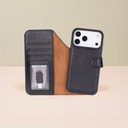 Leather iPhone 17 Pro Max Wallet Case – Black - Austin