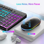 Rechargeable Silent Wireless Keyboard & Mouse Combo - RGB Backlight, Phone Holder