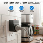 ETL Listed 15 to 20 Amp Adapter Plug with Built-In 15A Circuit Breaker | NEMA 5-15P to 5-20R