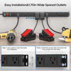 CRST 12-Outlet Metal Surge Protector Power Strip — Mountable, 2100J, 6FT/15FT Cord