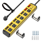 CRST 6-Outlet Metal Power Strip Surge Protector with Individual Switches, Versatile Mounting System