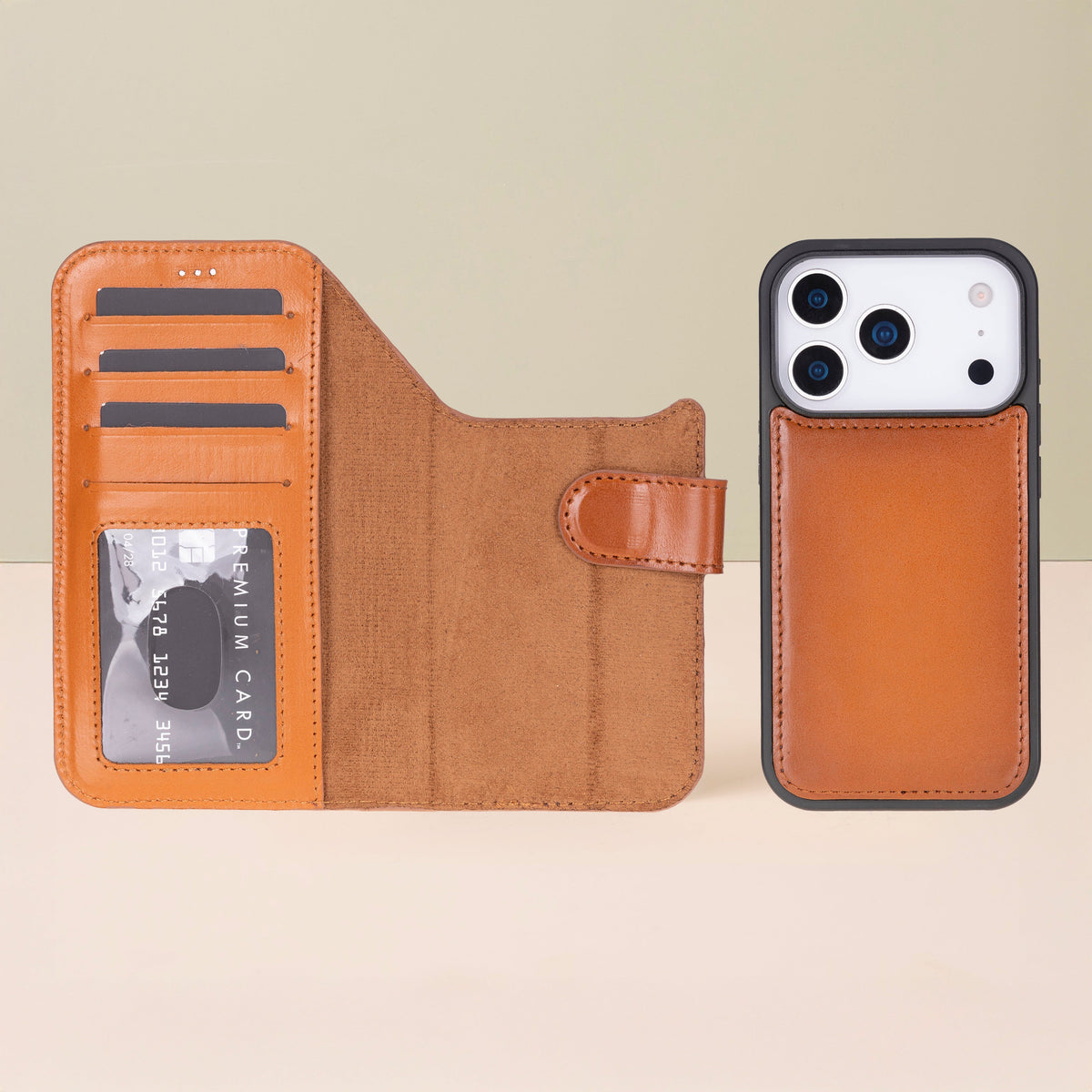 Leather iPhone 17 Pro Max Wallet Case – Rustic Brown - Austin