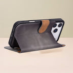 Leather iPhone 17 Pro Max Wallet Case – Gray - Austin