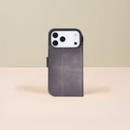 Leather iPhone 18 Pro Max Wallet Case – Gray - Austin