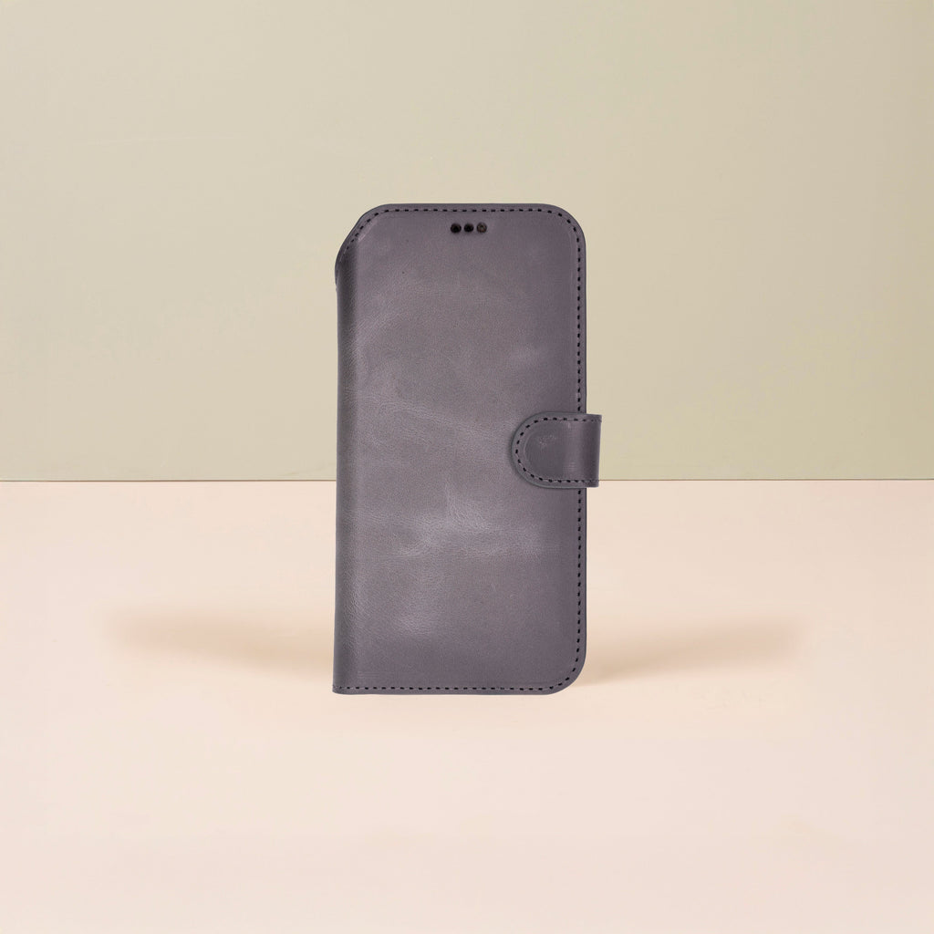 Leather iPhone 18 Pro Max Wallet Case – Gray - Austin
