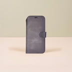Leather iPhone 17 Pro Max Wallet Case – Gray - Austin
