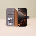 Leather iPhone 17 Pro Max Wallet Case – Gray - Austin