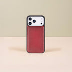 Leather iPhone 17 Pro Wallet Case – Red - Austin