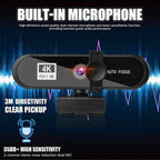 2K 4K Pc Webcam With Gift Tripod Autofocus Usb Web Camera Laptop Mini Camera 1080P with Microphone For Full Widescreen Laptop USB Webcams Privacy Shutter Tripod Desktop Notebook Webcam Video Calling Recording Webcam