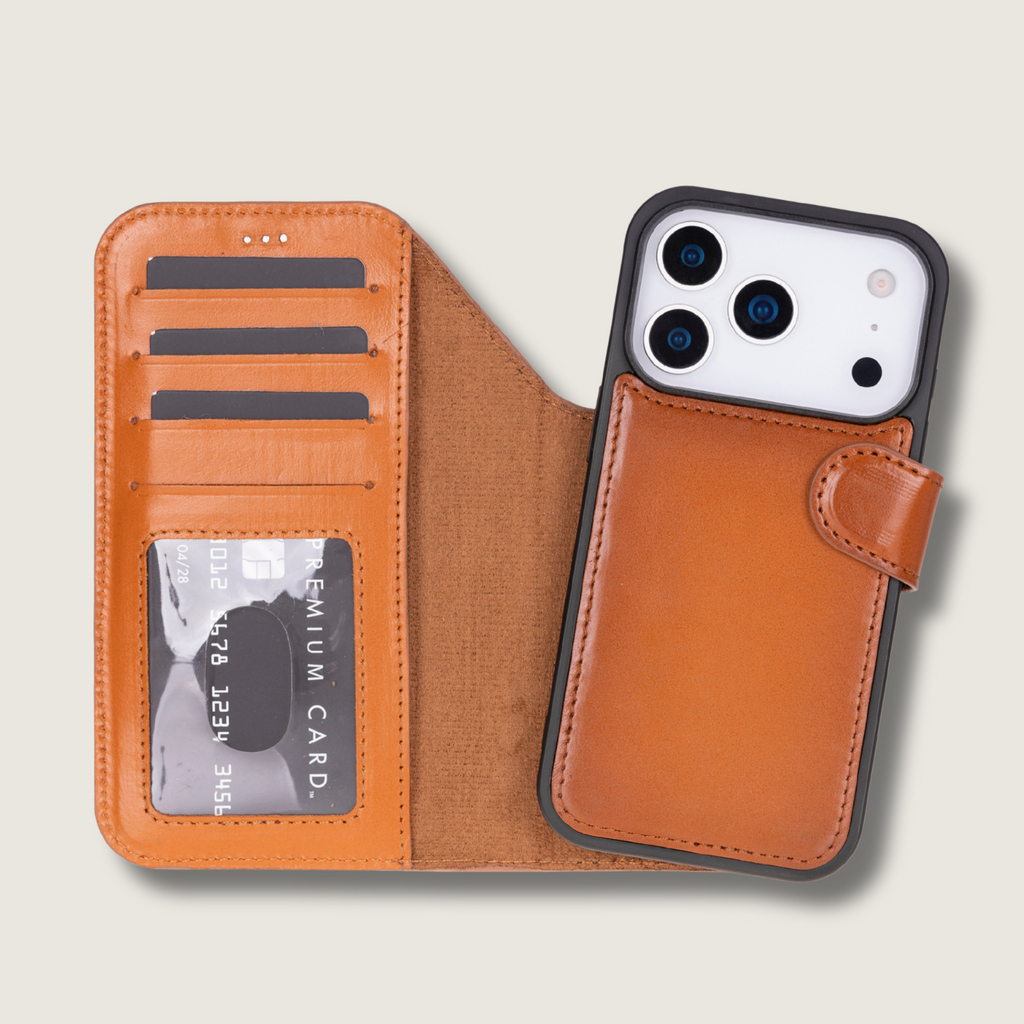 Leather iPhone 17 Pro Max Wallet Case – Rustic Brown - Austin