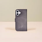 Leathere iPhone 17 Wallet Case – Gray - New York