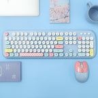 Wireless Keyboard & Mouse Combo - Silent Click, Colorful 104 Keys