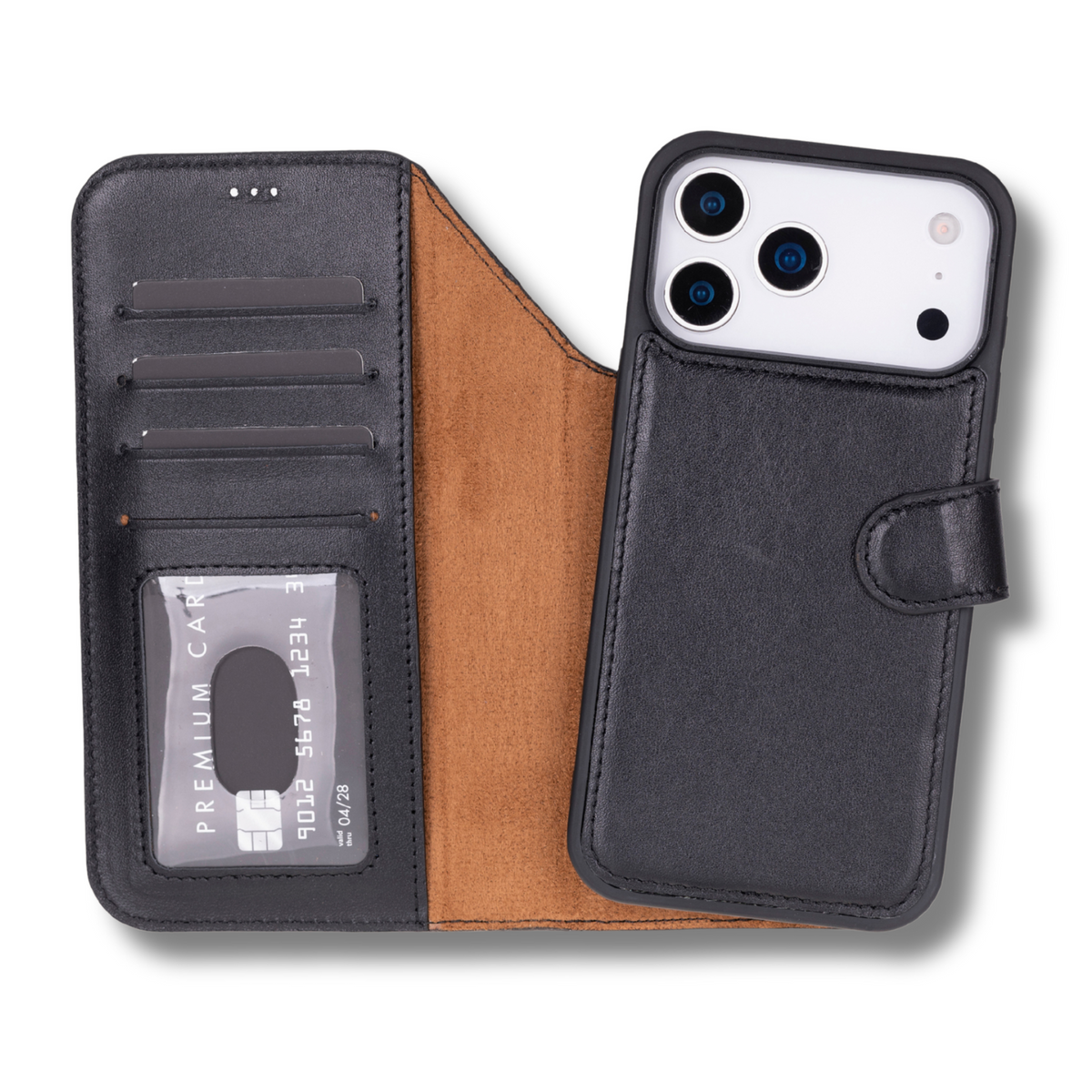 Leather iPhone 17 Pro Max Wallet Case – Black - Austin