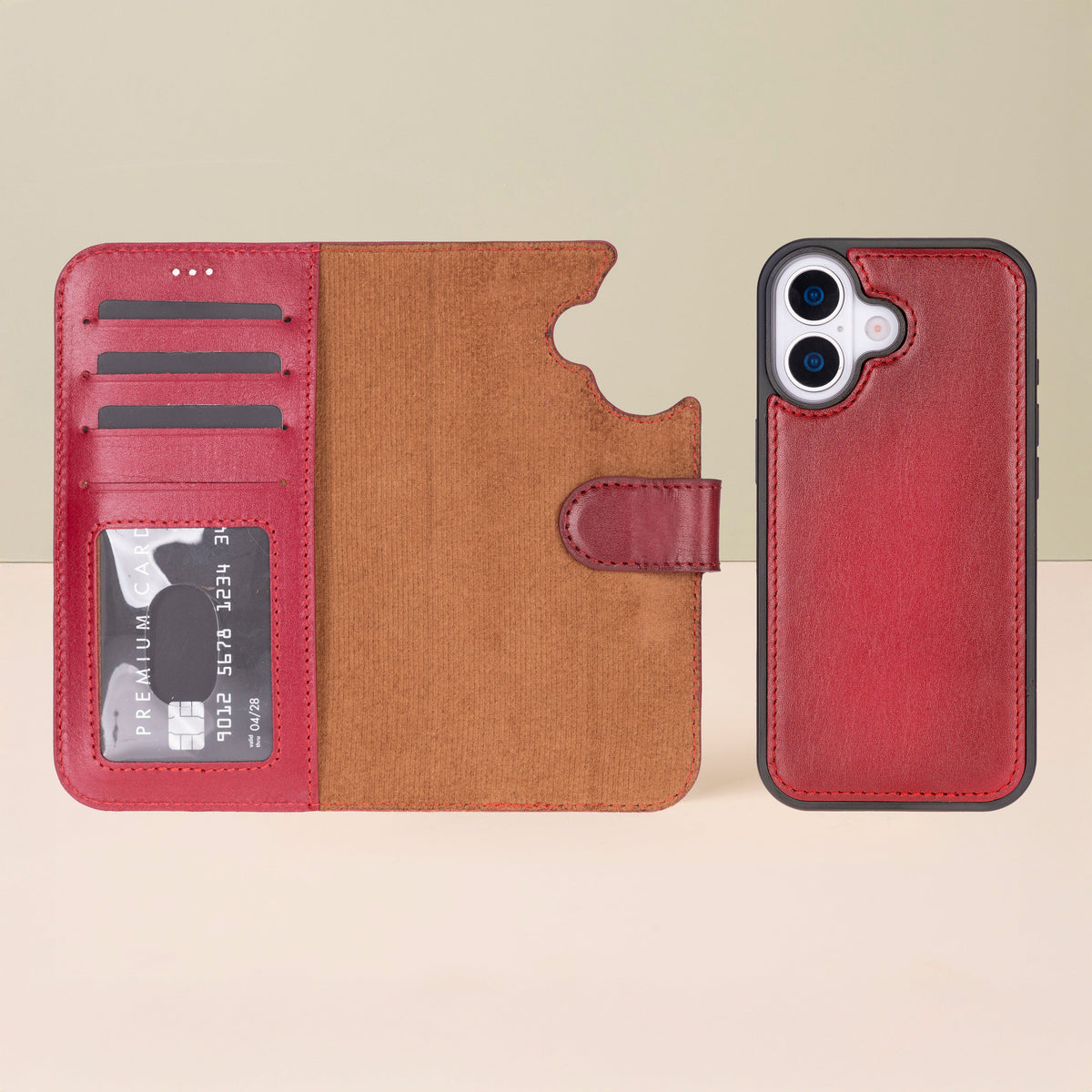 Leathere iPhone 17 Wallet Case – Red Edition - New York