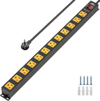 12-Outlet 2100 Joules Heavy Duty Metal Power Strip, Mountable Surge Protector