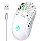hxsj T90 2.4G Wireless Mechanical Mouse RGB Gaming Mouse Ergonomic 10 Million Keystroke 3600DPI Mouse 11 RGB Lighting Modes Mice