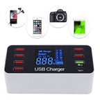 8A40W Charger Adapter Type C Hubs Quick Charge 3.0 USB Multi Port USB Charger Dock Station LCD Display with Smart Identification