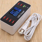 8A40W Charger Adapter Type C Hubs Quick Charge 3.0 USB Multi Port USB Charger Dock Station LCD Display with Smart Identification