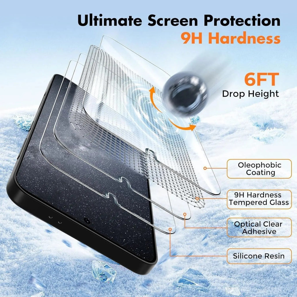 Entronix Clear Screen Protector Compatible with Galaxy S23 - 3-Piece Combo