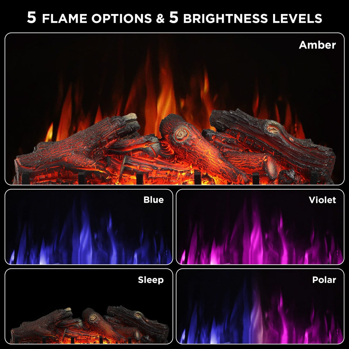 Eternal Flame EF26-LG Smart Electric Fireplace Logs, WiFi Enabled