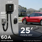 EVIQO Level 2 EV Charger, 48A (50A Max), 240V, Hardwired, J1772 for Non-Tesla EVs