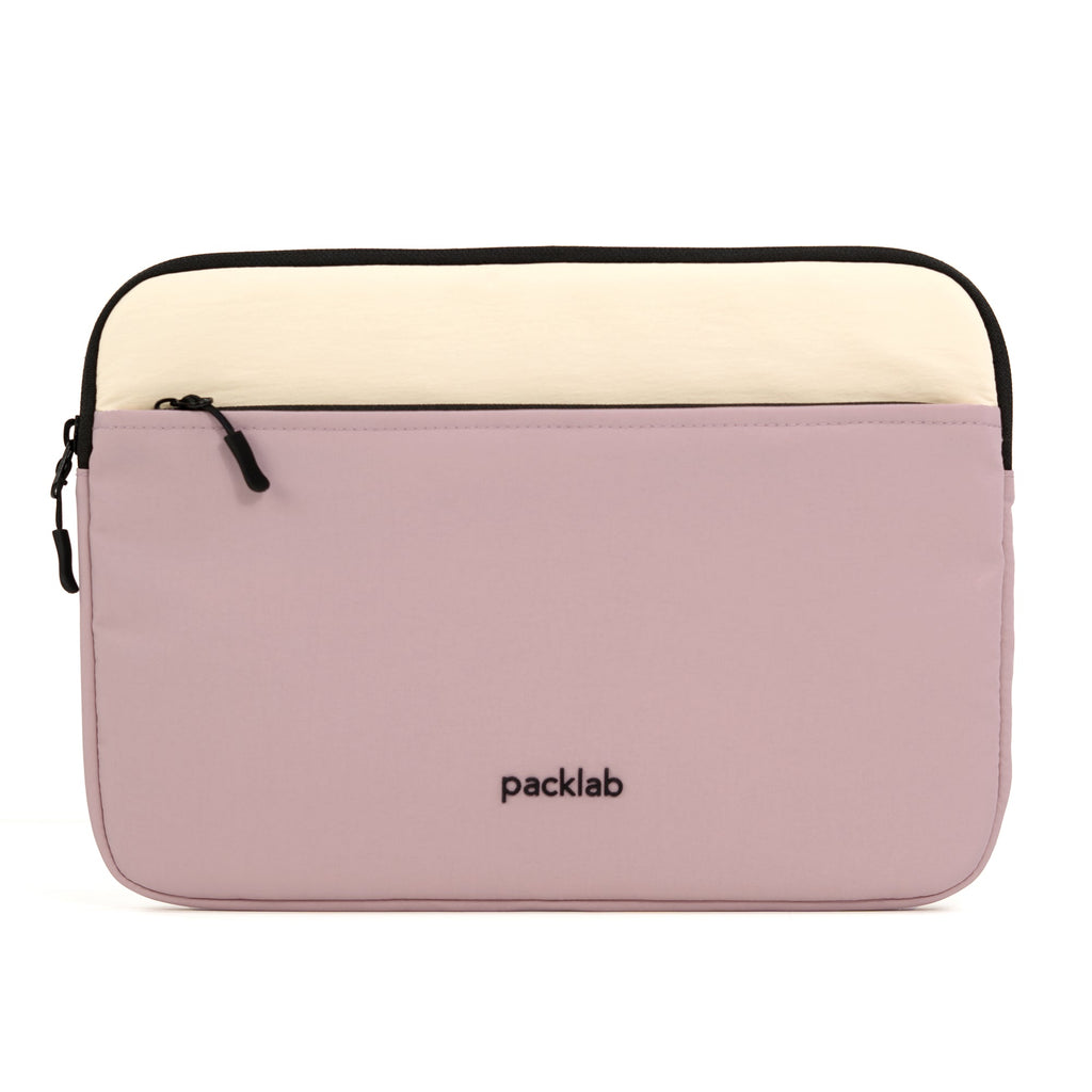 packlab Cream and Pink Laptop Sleeve with Front Pocket – Slim Padded 14 Inch Laptop Case – Minimal Computer Sleeve for Work, Travel, School & Everyday Carry