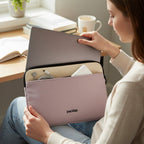 packlab Cream and Pink Laptop Sleeve with Front Pocket – Slim Padded 14 Inch Laptop Case – Minimal Computer Sleeve for Work, Travel, School & Everyday Carry