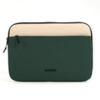 packlab Cream and Green Laptop Sleeve with Front Pocket – Slim Padded 14 Inch Laptop Case – Minimal Computer Sleeve for Work, Travel & Everyday Carry