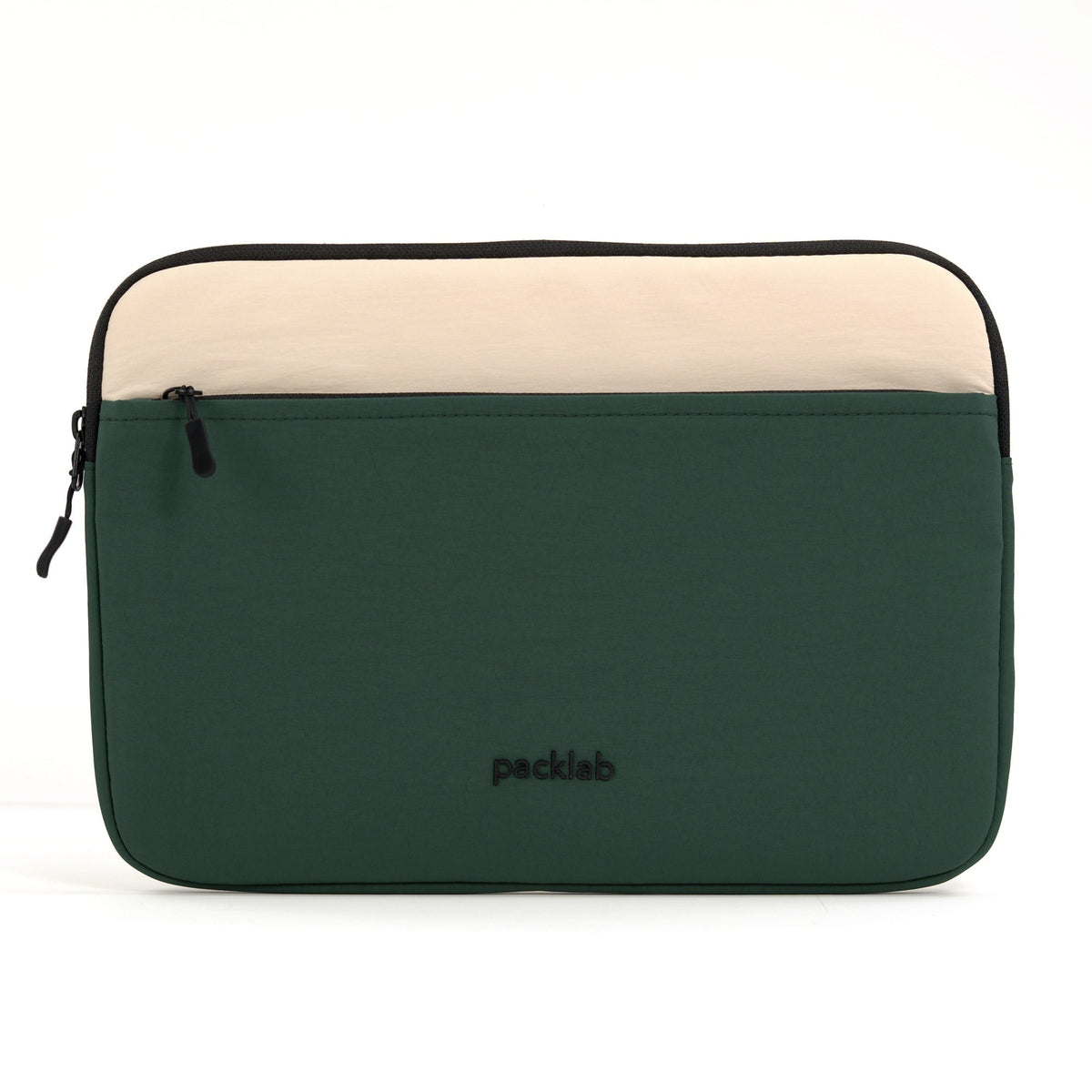 packlab Cream and Green Laptop Sleeve with Front Pocket – Slim Padded 14 Inch Laptop Case – Minimal Computer Sleeve for Work, Travel & Everyday Carry