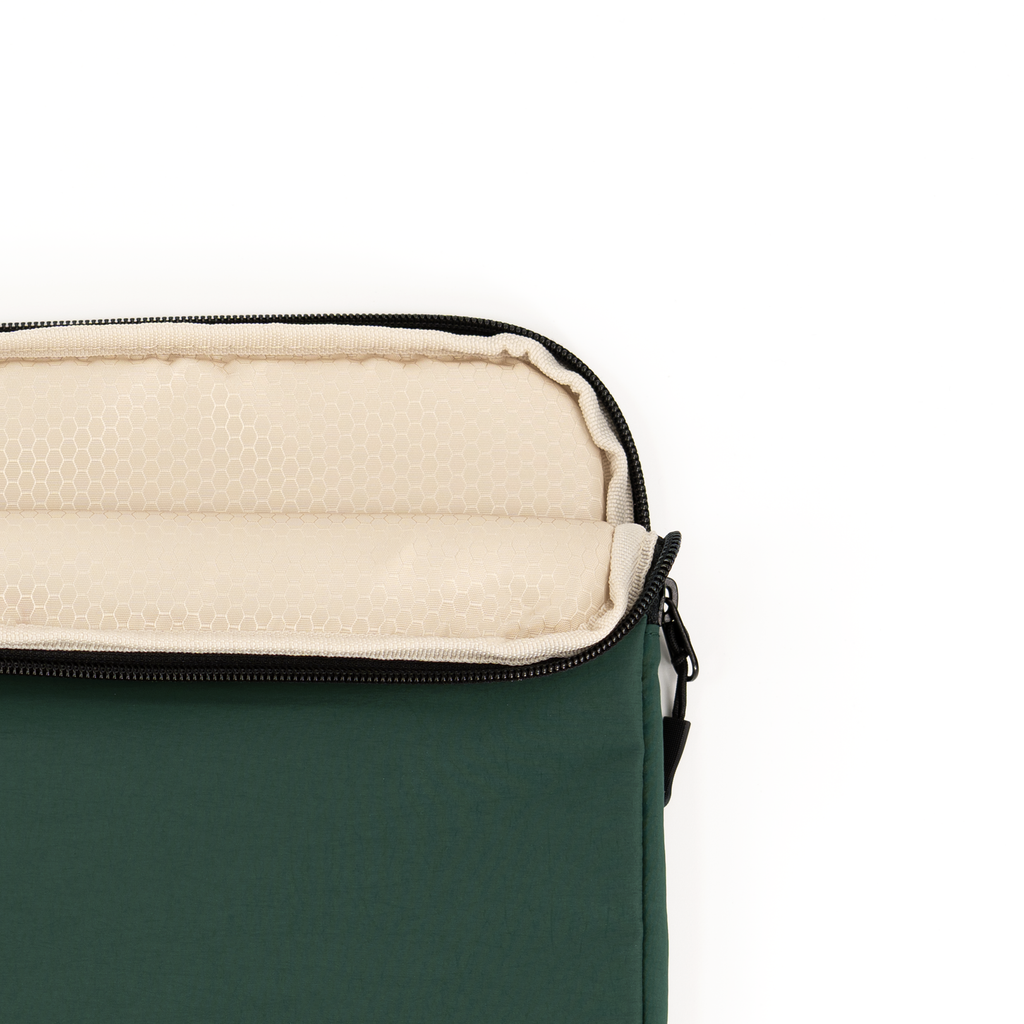 packlab Cream and Green Laptop Sleeve with Front Pocket – Slim Padded 14 Inch Laptop Case – Minimal Computer Sleeve for Work, Travel & Everyday Carry