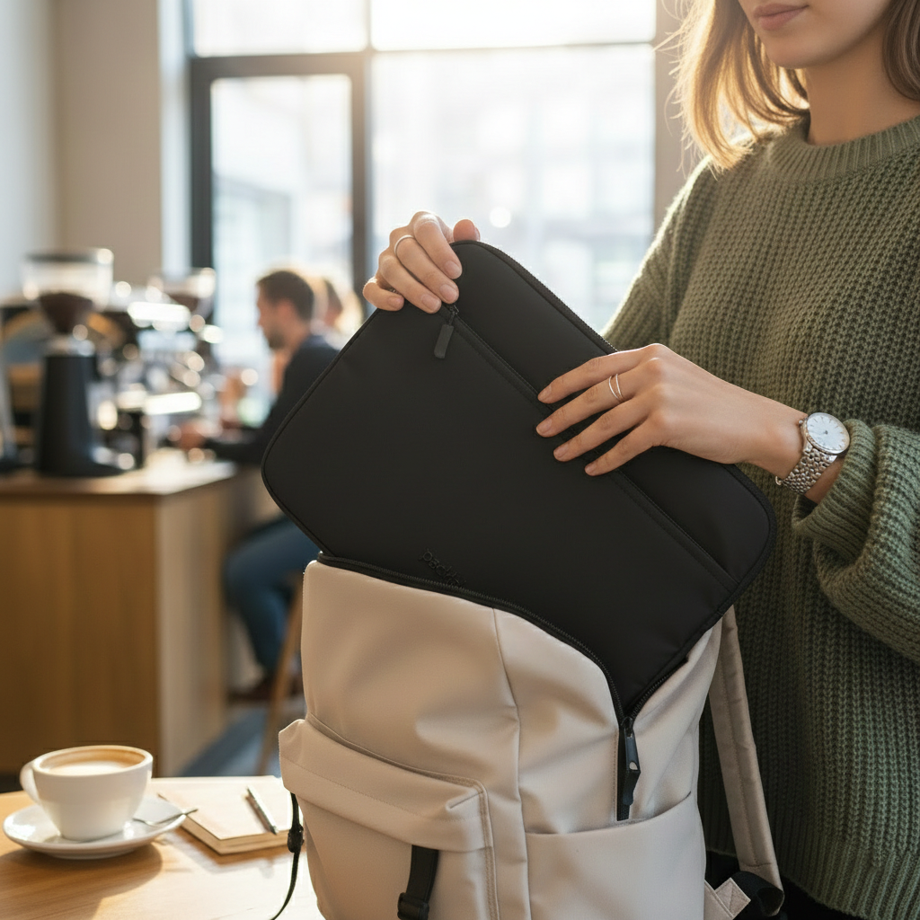 packlab Black Laptop Sleeve with Front Pocket – Slim Padded Laptop Case for 14 Inch Laptops – Minimal Computer Sleeve for Work, Travel & Everyday Carry