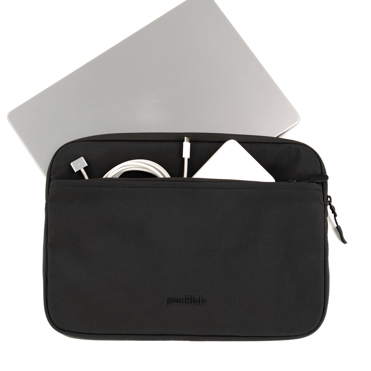 packlab Black Laptop Sleeve with Front Pocket – Slim Padded Laptop Case for 14 Inch Laptops – Minimal Computer Sleeve for Work, Travel & Everyday Carry