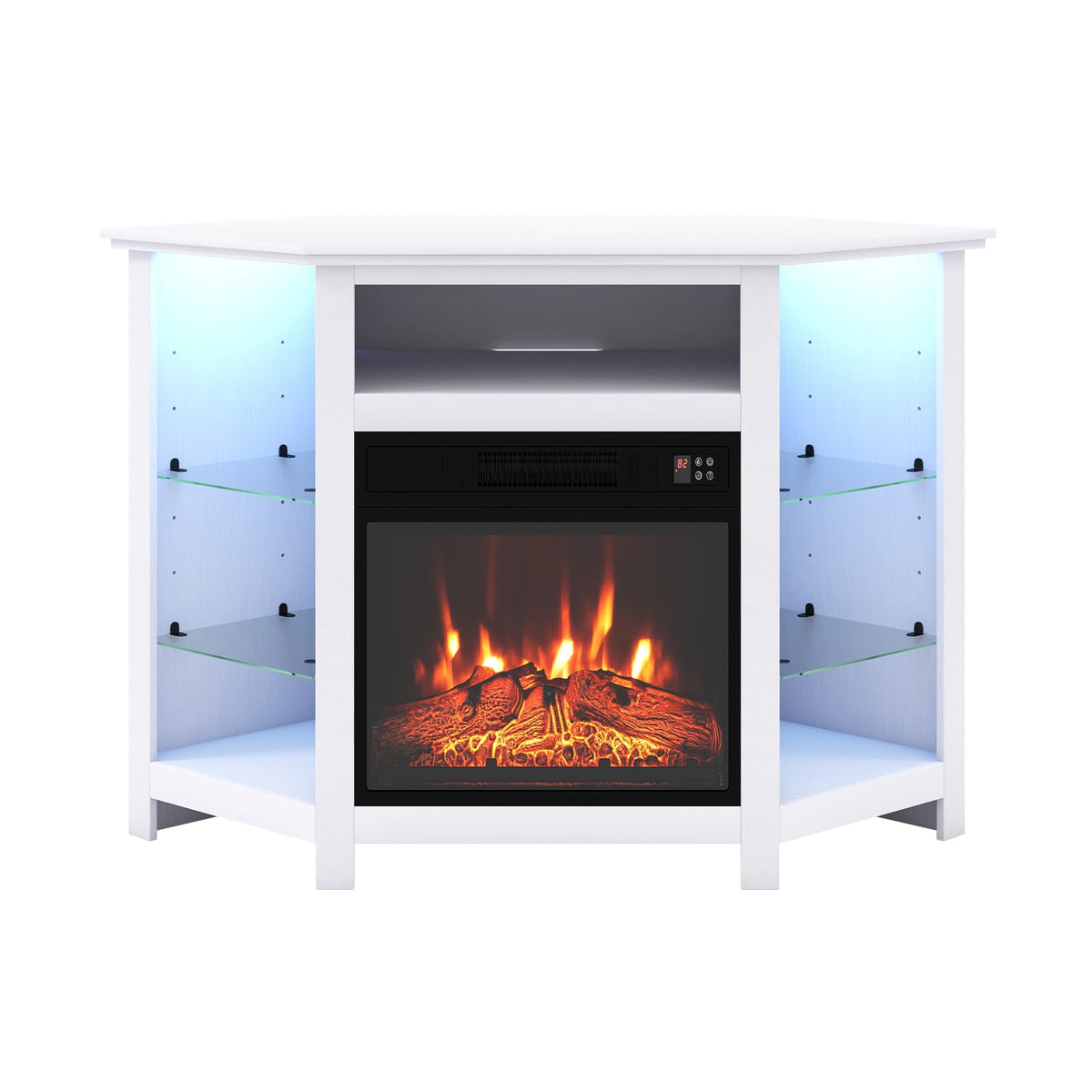 Fireplace Corner TV Stand with LED Lights and Smart APP Control for 50 Inches TV