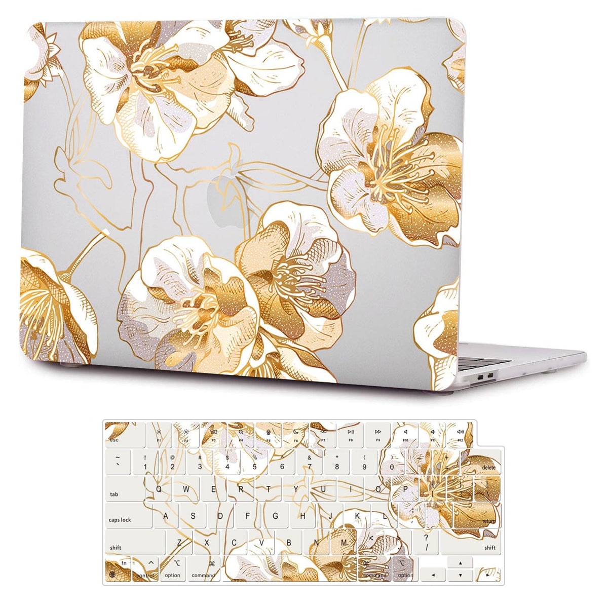MacBook Pro Clear Case 16-inch (M1–M5, M5 Pro/M5 Max) - Gold Botanical Design