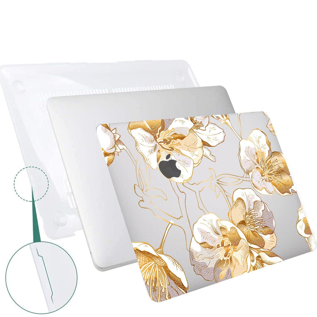 MacBook Pro Clear Case 16-inch (M1–M5, M5 Pro/M5 Max) - Gold Botanical Design