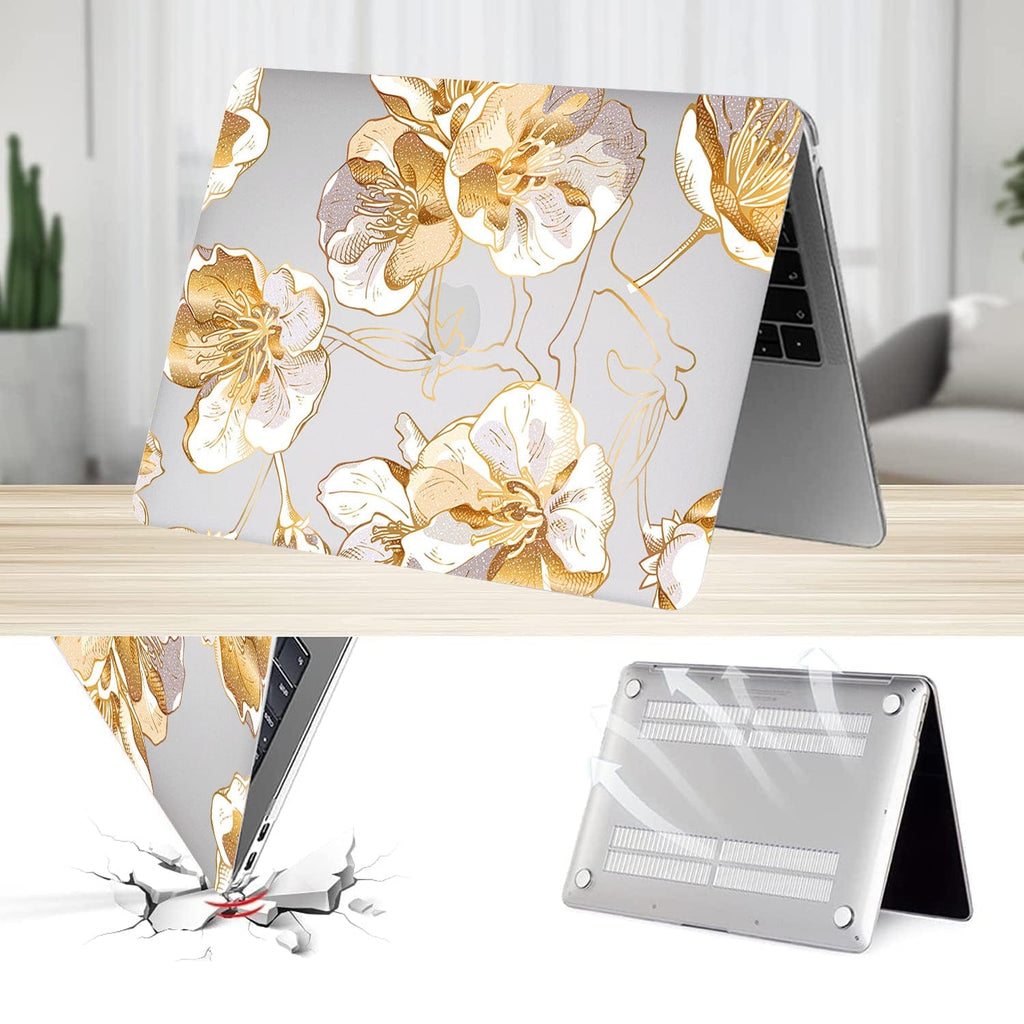 MacBook Pro Clear Case 16-inch (M1–M5, M5 Pro/M5 Max) - Gold Botanical Design