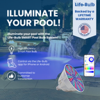 Life-Bulb Smart Color LED Pool Replacement Bulb System (E26 Base) | 120V System to 12V Wi-Fi Conversion | Lifetime Replacement Program
