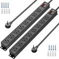 CRST 2-Pack 8-Outlet Heavy Duty Metal Power Strip, 2100J Surge, Mountable, SGS Certified