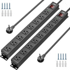 CRST 2-Pack 8-Outlet Heavy Duty Metal Power Strip, 2100J Surge, Mountable, SGS Certified