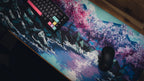 "Stream of Serenity" — Cherry Blossom Deskmat
