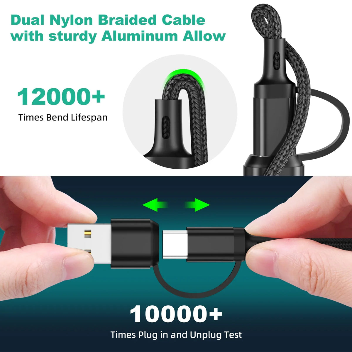 3 in1 Charging Cable Multi Usb Port Multiple Usb Charging Cord Type C Micro Charger Mobile Phone Wire For iPhone 14 13 12 Huawei