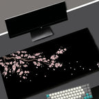 Black Sakura Gaming Mouse Pad Kawaii Purple Desk Mat Large Office Carpet Accessories Cherry Blossom Mousepad Gamer Computer Mats